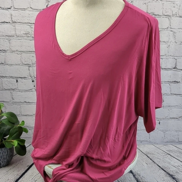 Pink tie front short sleeve blouse, XL - Picture 1 of 7